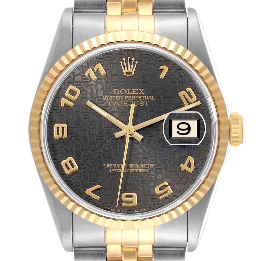 Men's Rolex 36mm DateJust Two Tone 18K Gold / Stainless Steel Watch with Brown 3D Anniversary Dial and Fluted Bezel. (Pre-Owned 16233)