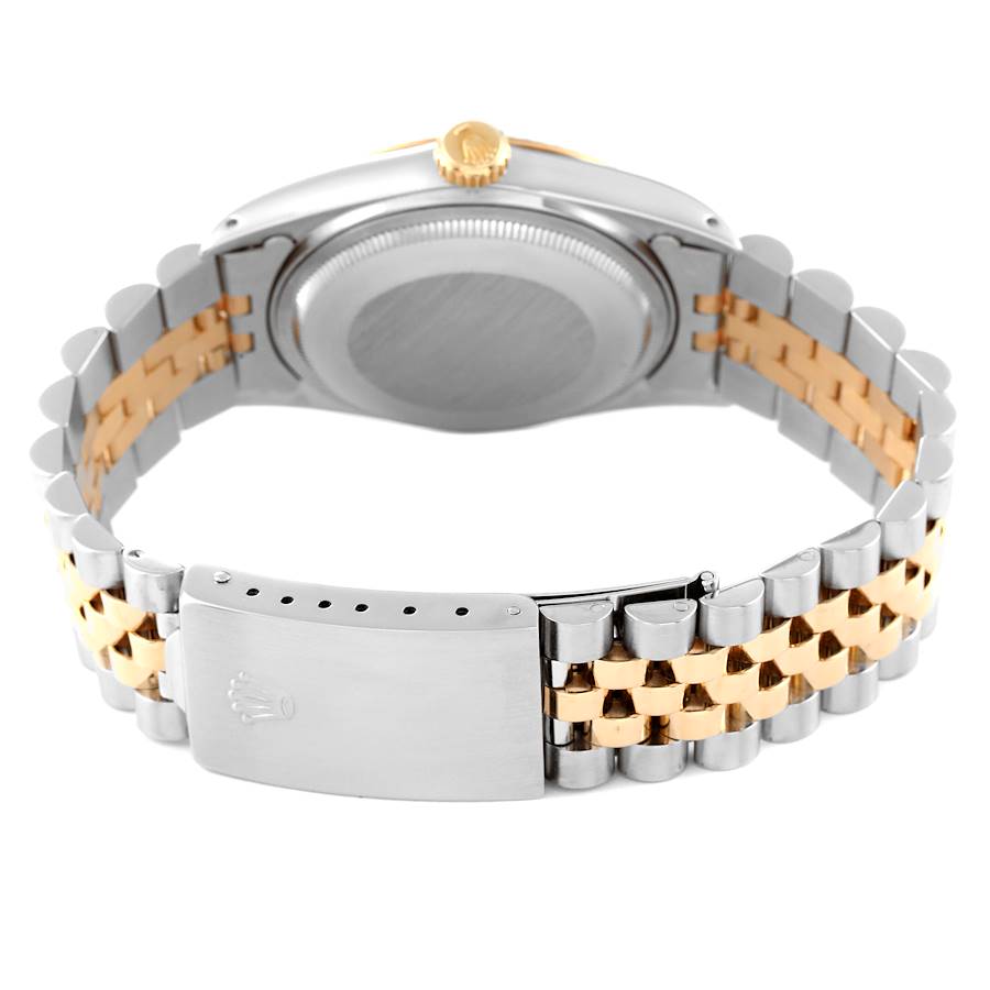 *Men's Rolex 36mm DateJust Two Tone 18K Yellow Gold / Stainless Steel Watch with Ivory Pyramid Dial and Fluted Bezel. (Pre-Owned Box/Paper 16013)