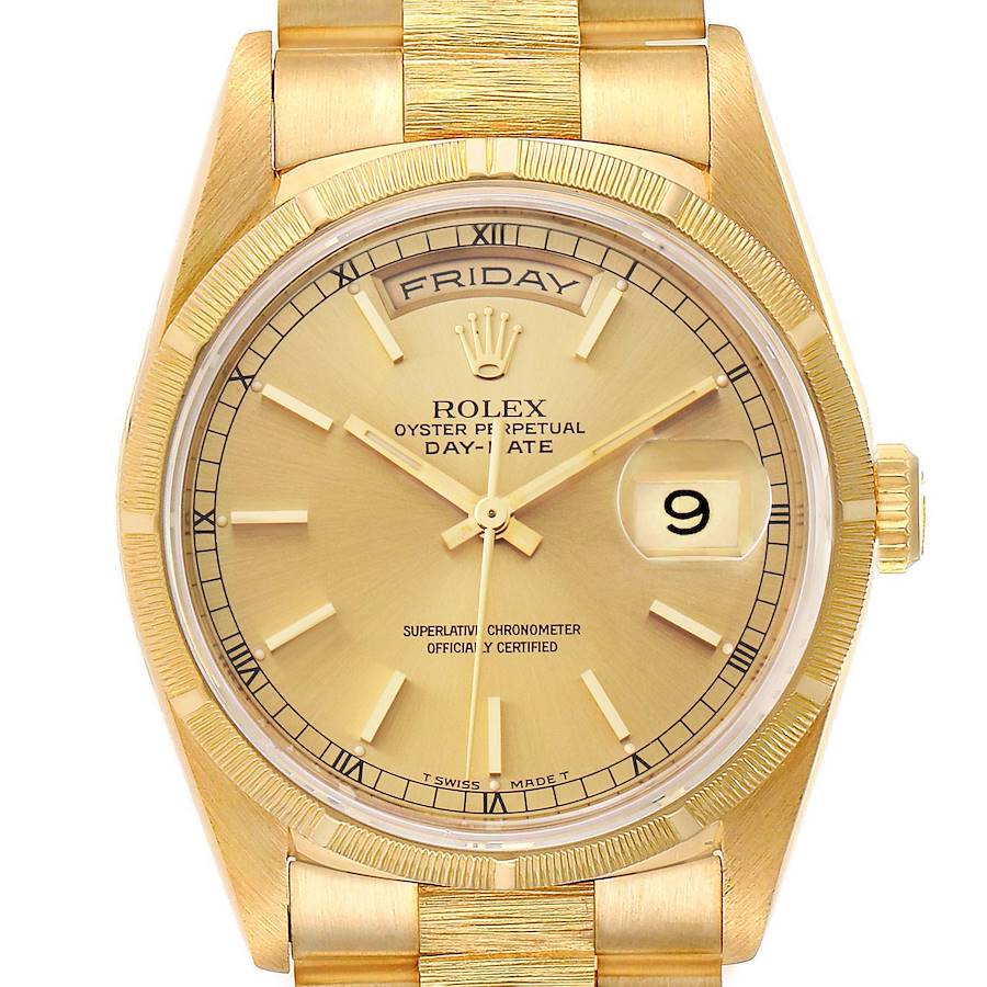 Men's Rolex 36mm Presidential 18K Yellow Gold Watch with Gold Dial and Fluted Bezel. (Pre-Owned)