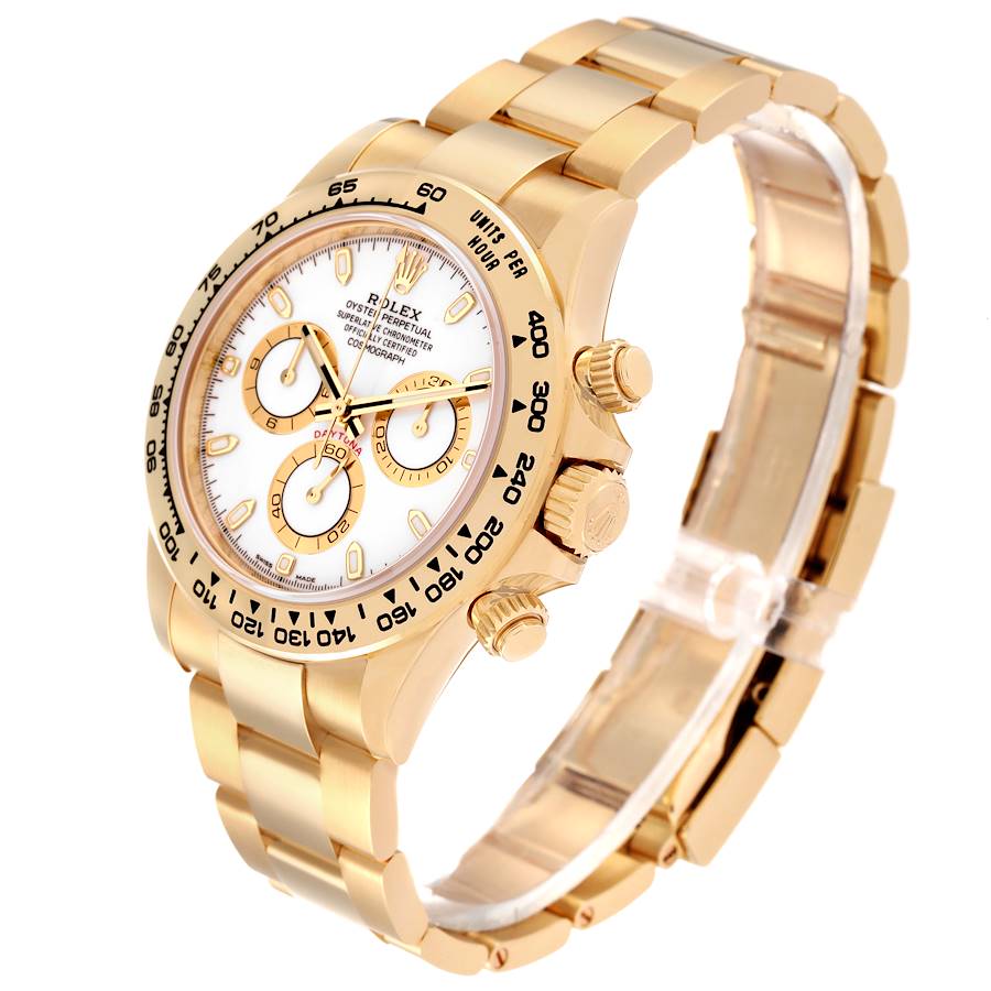Men's Rolex 40mm Daytona 18K Solid Yellow Gold Watch with White Chronograph Dial. (Pre-Owned 165288)