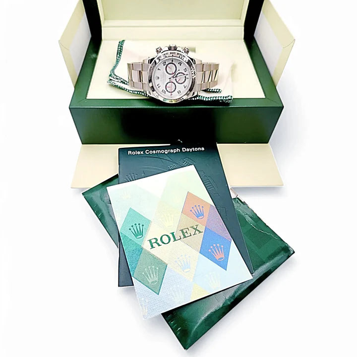 *2008 Men's Rolex 40mm Daytona - 18K White Gold Watch with Silver Chronograph Dial. (Pre-Owned Box/Paper 116509)