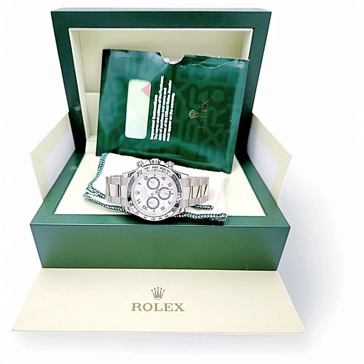 *2008 Men's Rolex 40mm Daytona - 18K White Gold Watch with Silver Chronograph Dial. (Pre-Owned Box/Paper 116509)
