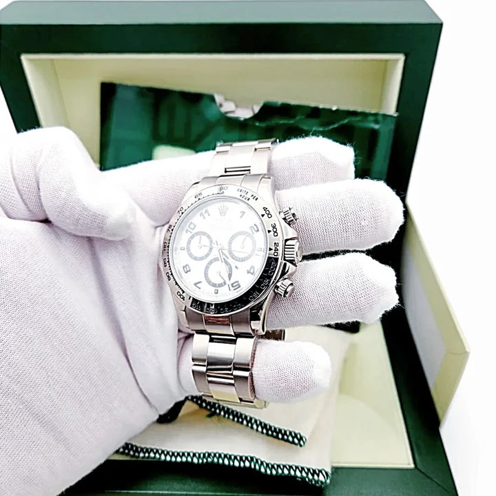 *2008 Men's Rolex 40mm Daytona - 18K White Gold Watch with Silver Chronograph Dial. (Pre-Owned Box/Paper 116509)