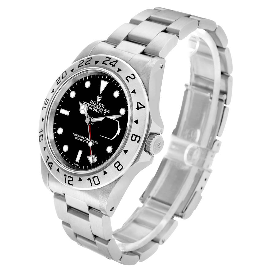 Men's Rolex 40mm Explorer II Stainless Steel Watch with Oyster Band and Black Dial. (Pre-Owned 16570)