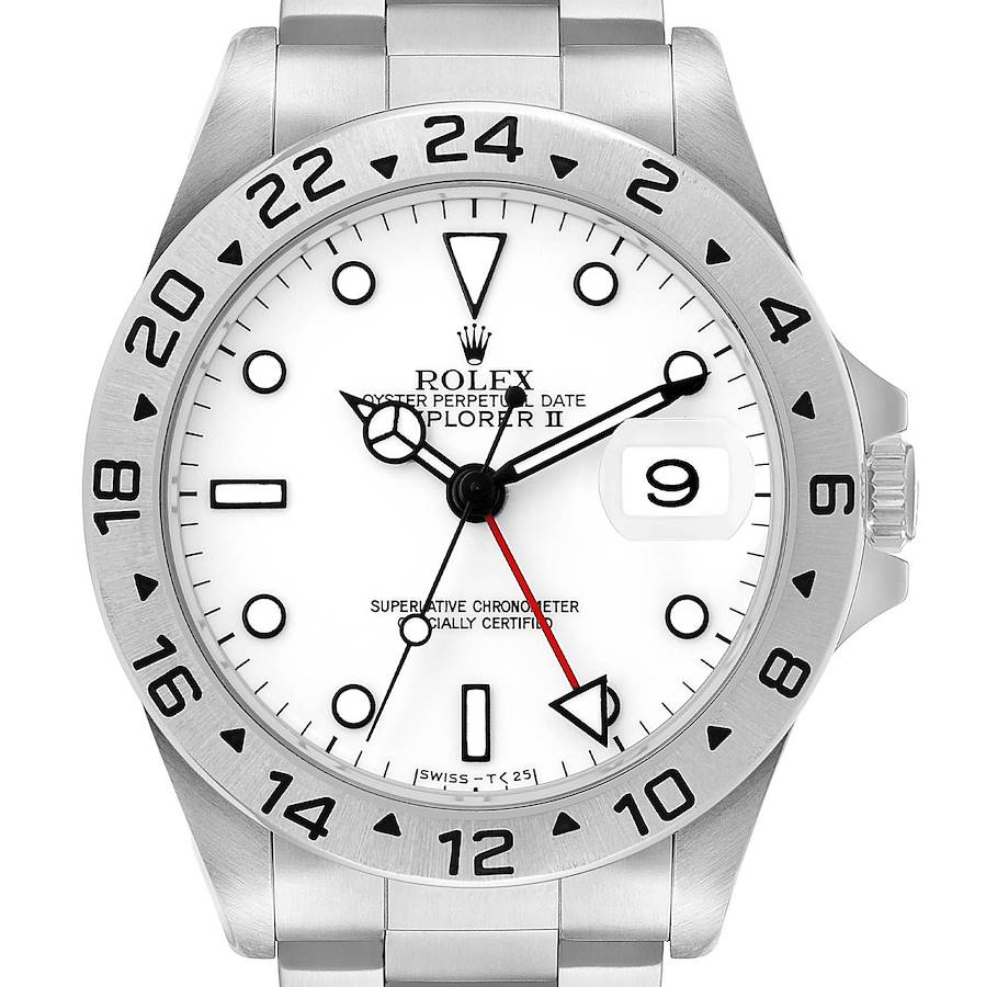 *Men's Rolex 40mm Explorer II Stainless Steel Watch with Oyster Band and White Dial. (Pre-Owned 16570)
