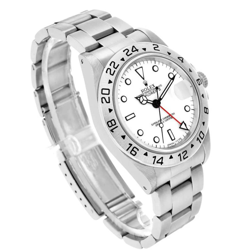 *Men's Rolex 40mm Explorer II Stainless Steel Watch with Oyster Band and White Dial. (Pre-Owned 16570)