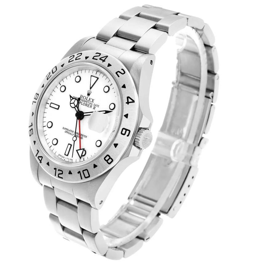 *Men's Rolex 40mm Explorer II Stainless Steel Watch with Oyster Band and White Dial. (Pre-Owned 16570)