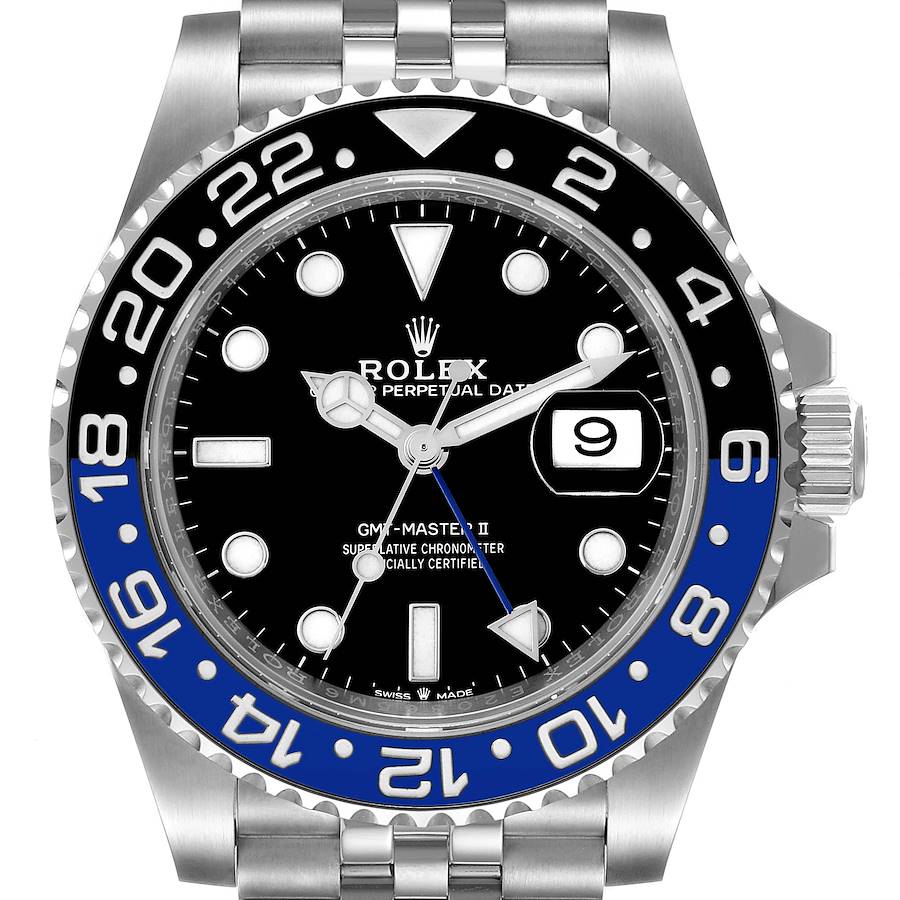 Men's Rolex 40mm GMT Master II "Batman" Stainless Steel Wristwatch w/ Black Dial & Blue / Black Bezel. (Pre-Owned 126710)