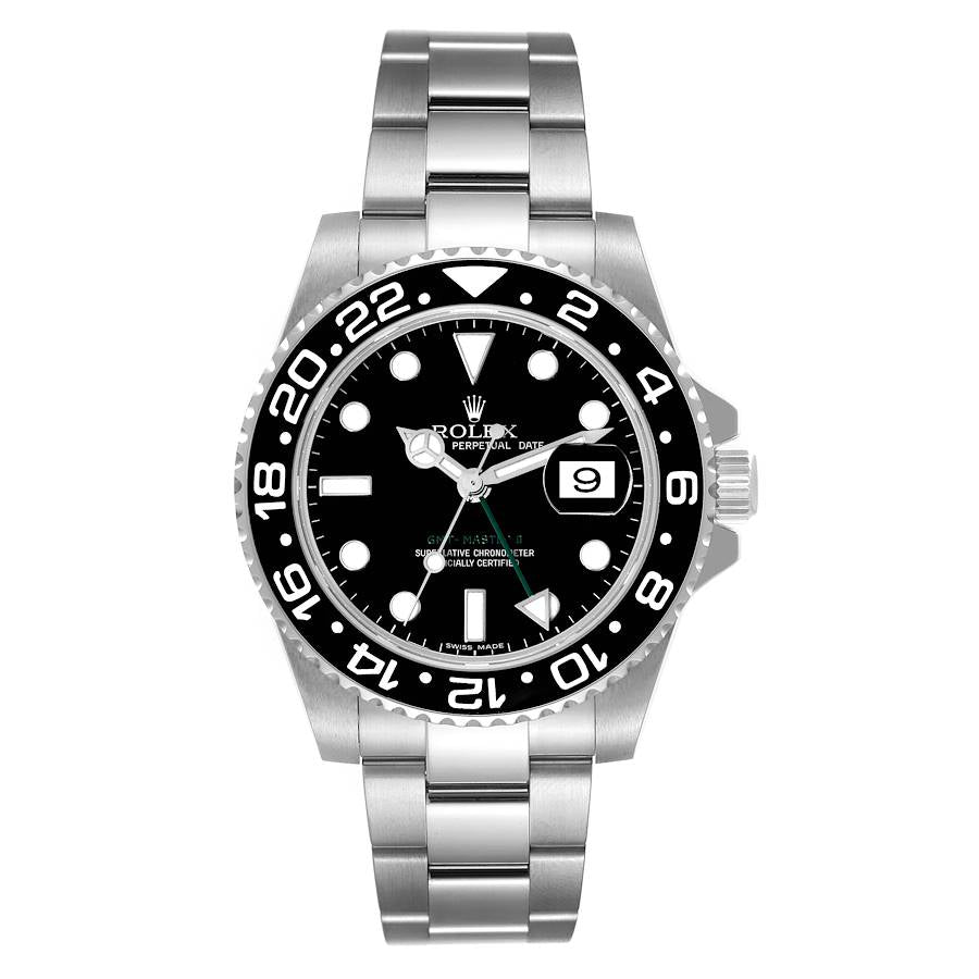 Men's Rolex 40mm GMT Master II Stainless Steel Wristwatch w/ Black Dial & Black Bezel. (Pre-Owned 116710)