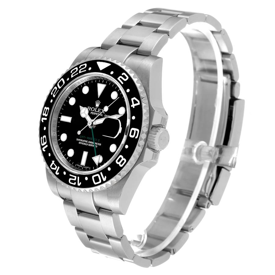 🏷️ PRICE CUT Men's Rolex 40mm GMT Master II Stainless Steel Watch with Black Dial and Black Bezel. (Pre-Owned 116710)