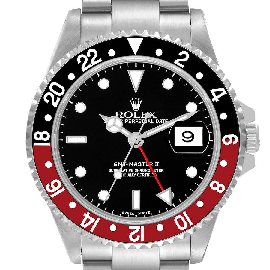 Men's Rolex 40mm GMT Master II Stainless Steel Wristwatch w/ Black Dial & Coke Bezel. (Pre-Owned 16710)