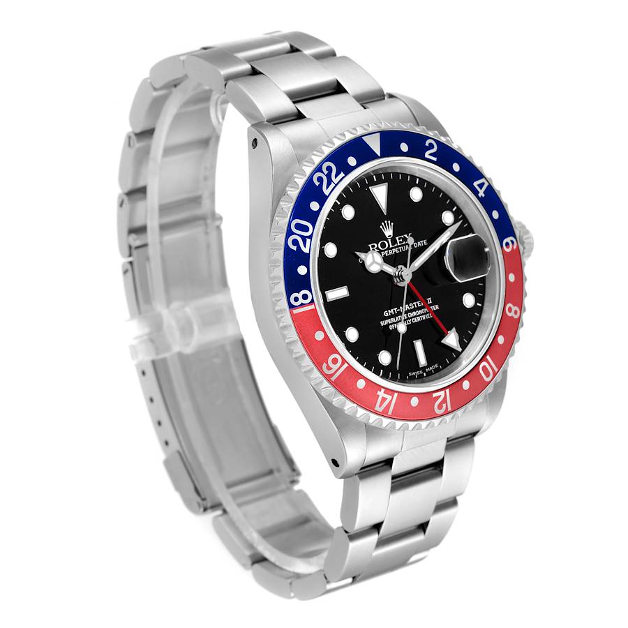 Men's Rolex 40mm GMT Master II Stainless Steel Wristwatch w/ Black Dial & Pepsi Bezel. (Pre-Owned 16710)
