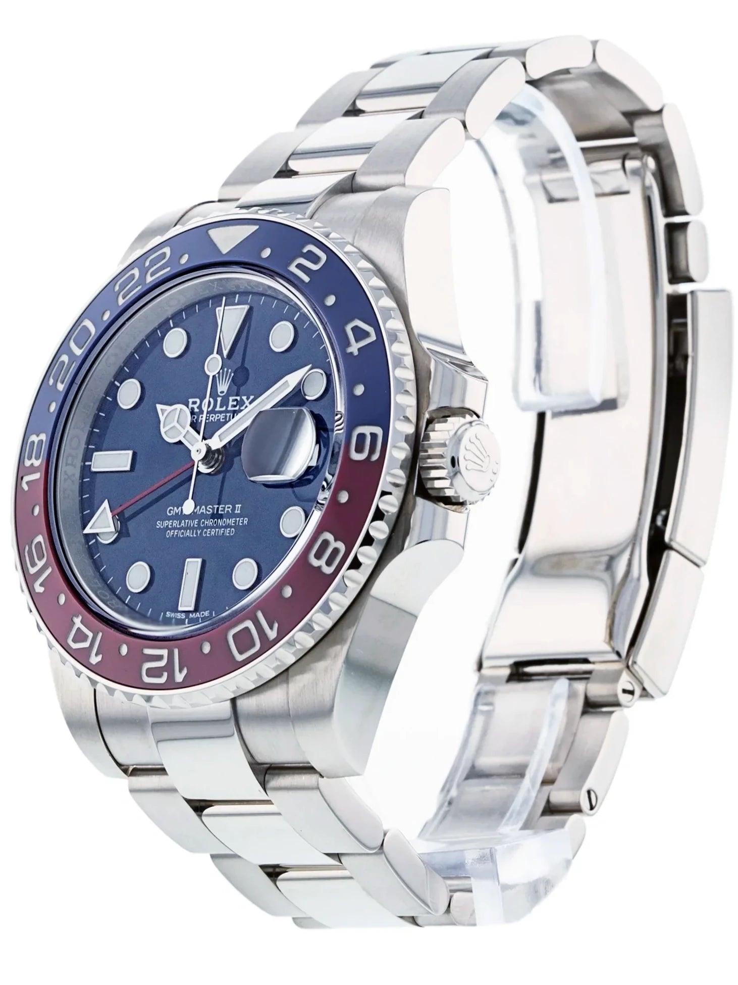 Men's Rolex 40mm GMT Master II White Gold Watch with Black Dial and Pepsi Bezel. (Pre-Owned 116719BLRO)