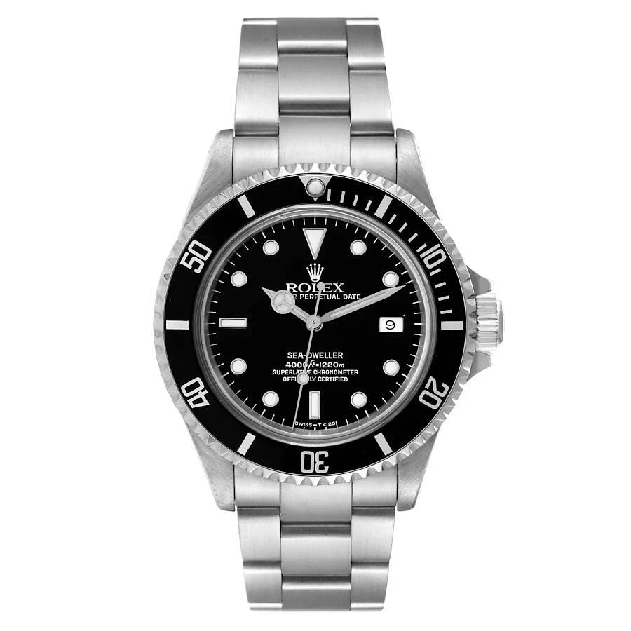 Men's Rolex 40mm Sea-Dweller Stainless Steel Oyster Perpetual Watch with Black Dial and Black Bezel. (Pre-Owned 16600)