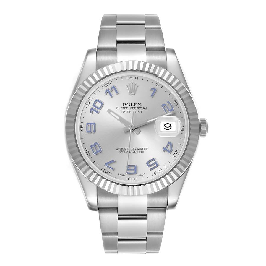 Men's Rolex 41mm DateJust Stainless Steel Watch with Silver Dial and Fluted Bezel. (Pre-Owned 116334)