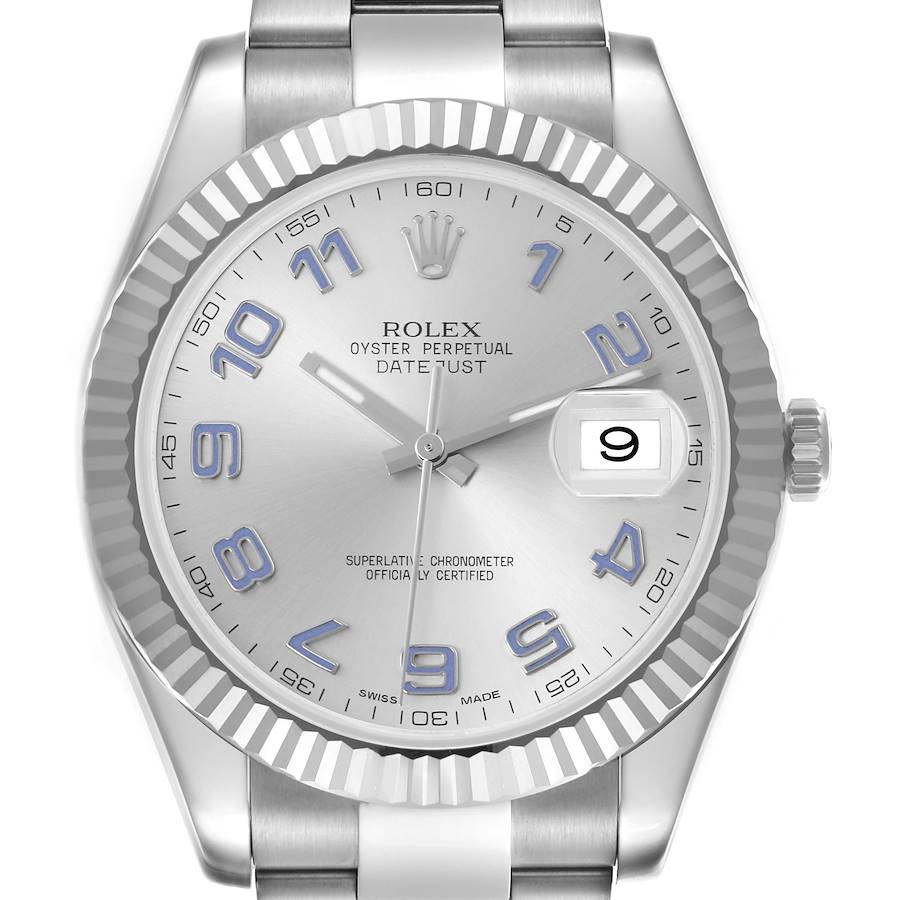 Men's Rolex 41mm DateJust Stainless Steel Watch with Silver Dial and Fluted Bezel. (Pre-Owned 116334)