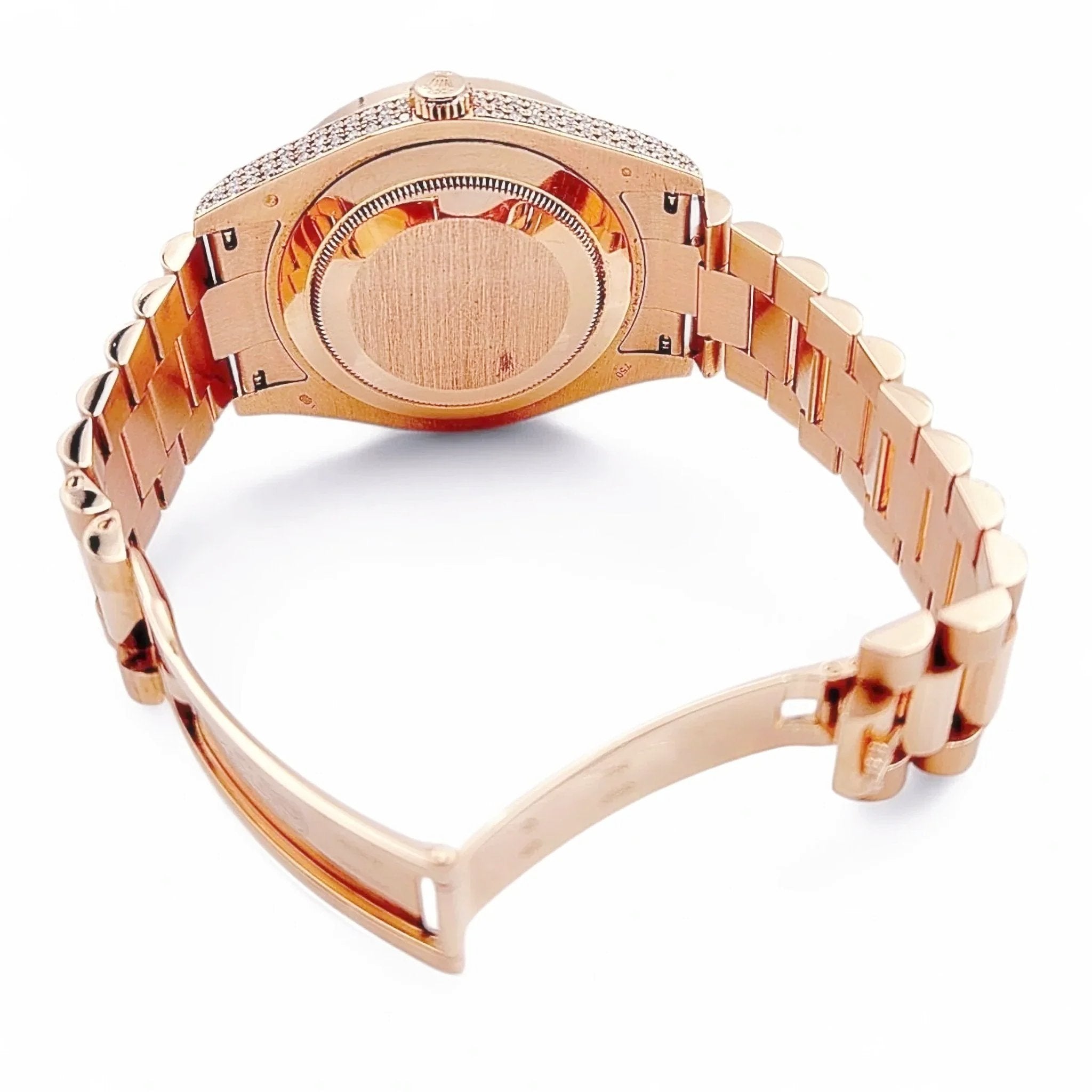 2021 Men's Rolex 41mm Presidential Day-Date II Everose 18K Rose Gold Watch with Diamond Dial and Diamond Bezel. (Pre-Owned 218235)