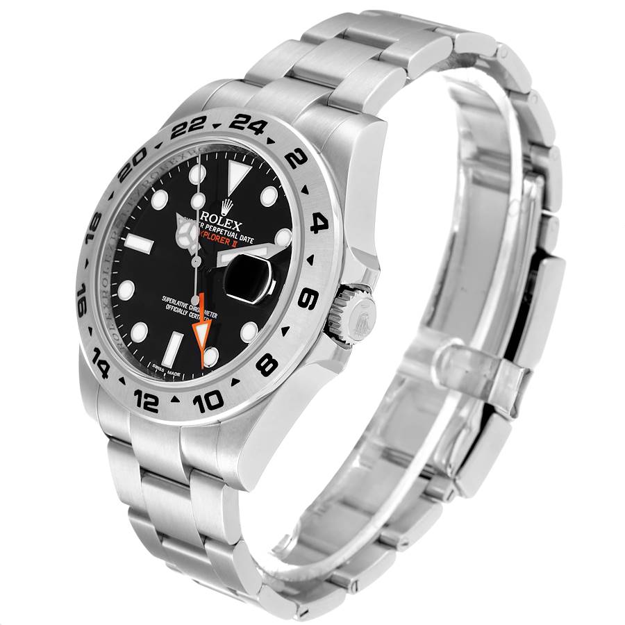 Men's Rolex 42mm Explorer II Stainless Steel Watch with Oyster Band and Black Dial. (Pre-Owned 216570)