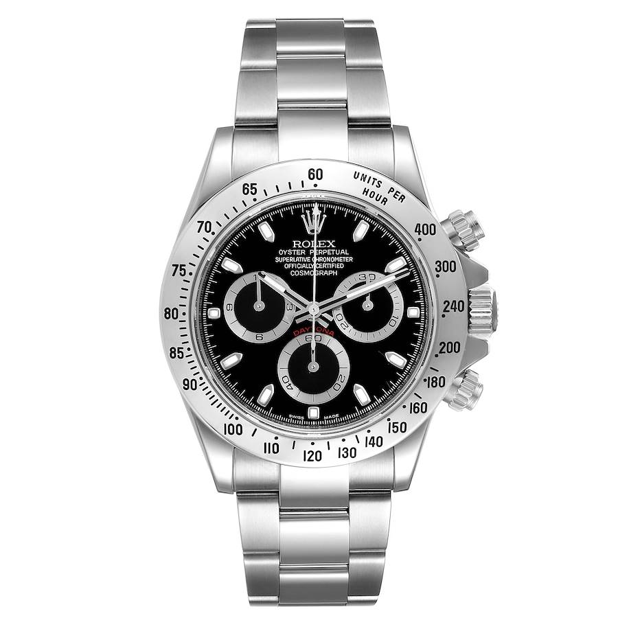 Men's Rolex Daytona 40mm Stainless Steel Watch with Black Dial. (Pre-Owned 116520)