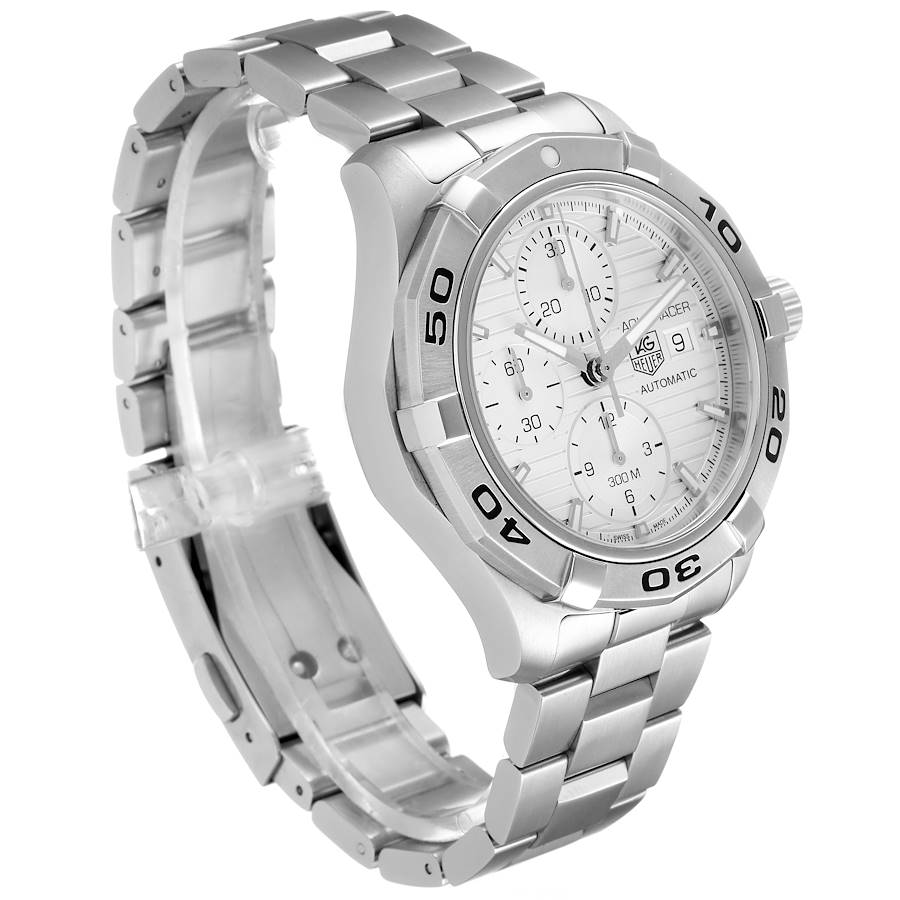 *Men's TAG Heuer Aquaracer 42mm Automatic Stainless Steel Watch with Chronograph Silver Dial. (Pre-Owned Box/Manual CAP2111)