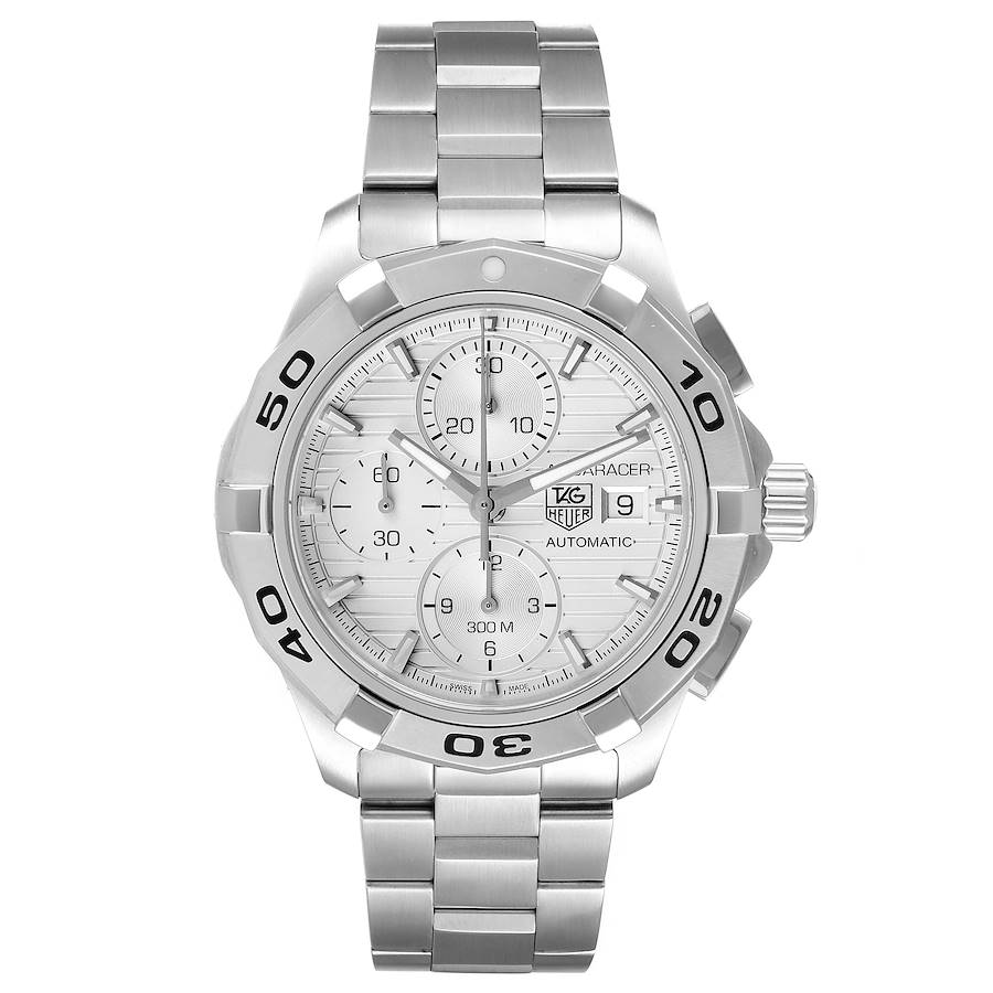 Men's TAG Heuer Aquaracer 42mm Automatic Stainless Steel Watch with Chronograph Silver Dial. CAP2111