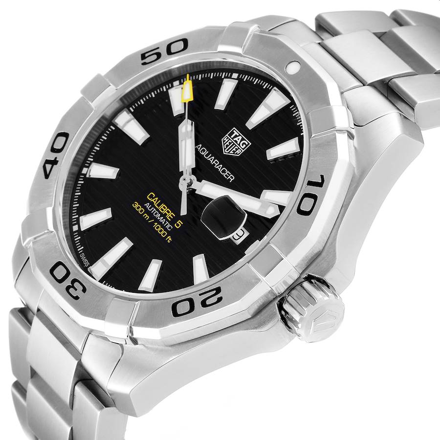 Men's TAG Heuer Aquaracer 43mm Automatic Stainless Steel Watch with Black Dial. (Pre-Owned)