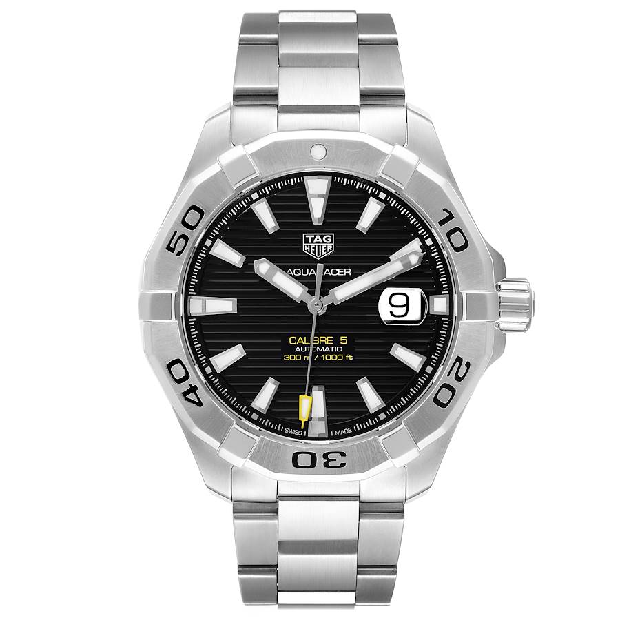 Men's TAG Heuer Aquaracer 43mm Automatic Stainless Steel Watch with Black Dial. (Pre-Owned)