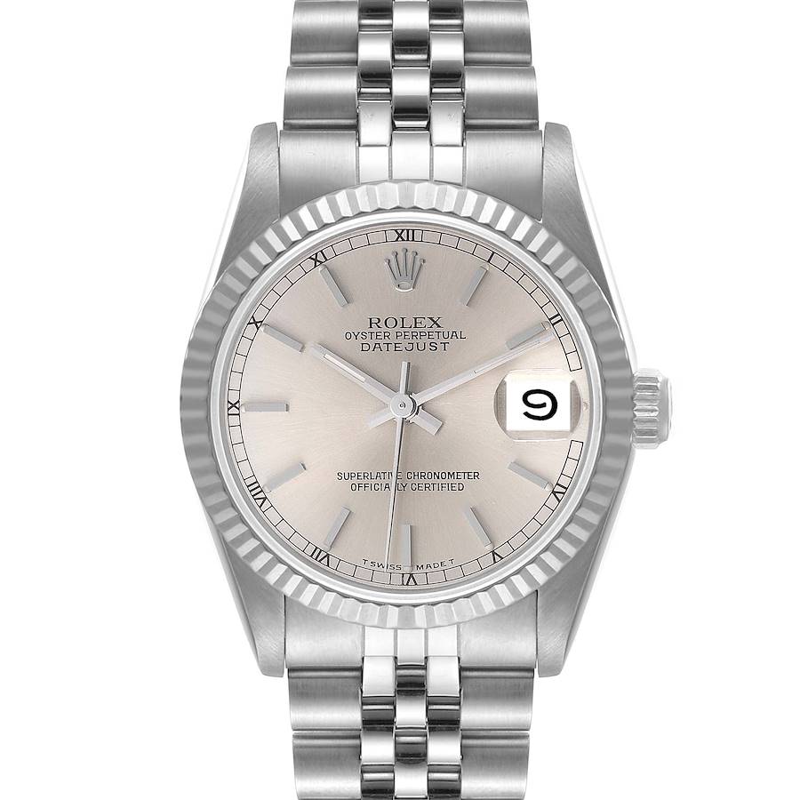 Ladies Rolex DateJust 31mm Midsize Stainless Steel Watch with Silver Dial and Fluted Bezel. (Pre-Owned 68274)