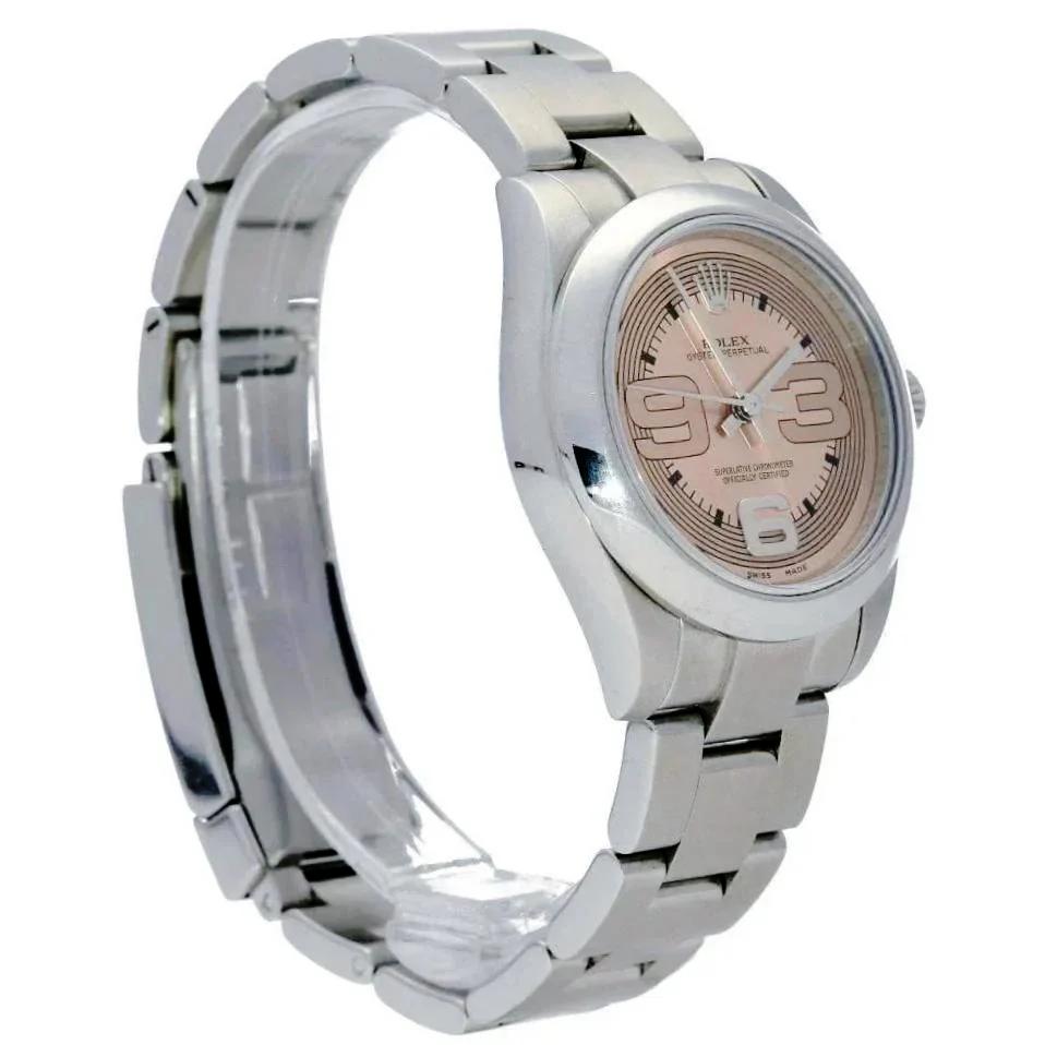 Ladies Midsize Rolex 31mm Oyster Perpetual Stainless Steel Watch with Copper Dial and Smooth Bezel. (Pre-Owned 177200)