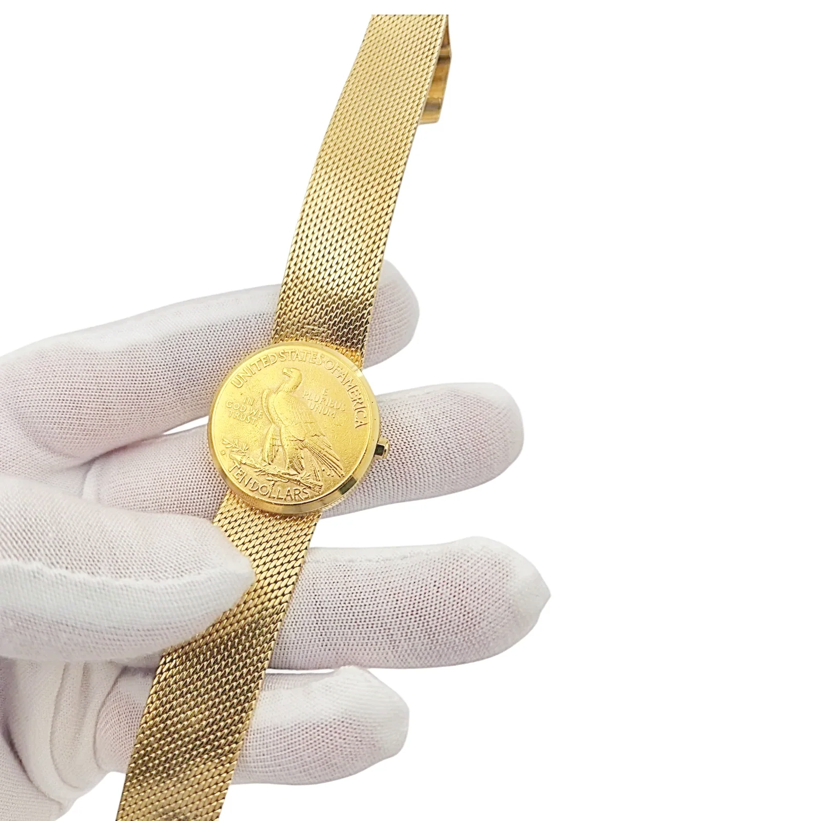 1910 Ladies Geneve 28mm Indian Eagle 22K Gold $10 Dollar Coin Watch with 18K Yellow Gold Bracelet. (Pre-Owned)