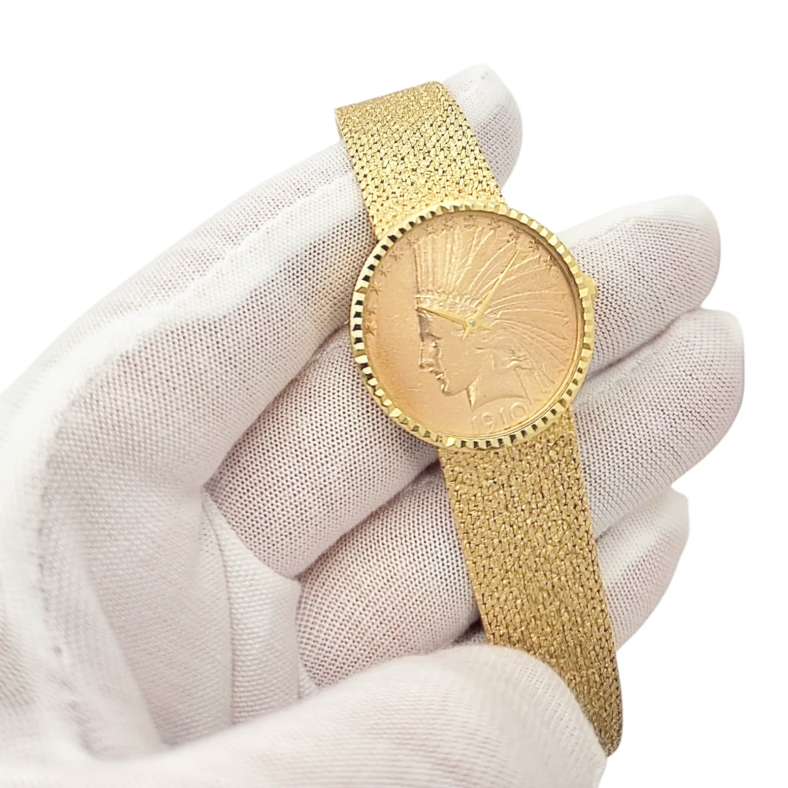 1910 Ladies Geneve 28mm Indian Eagle 22K Gold $10 Dollar Coin Watch with 18K Yellow Gold Bracelet. (Pre-Owned)