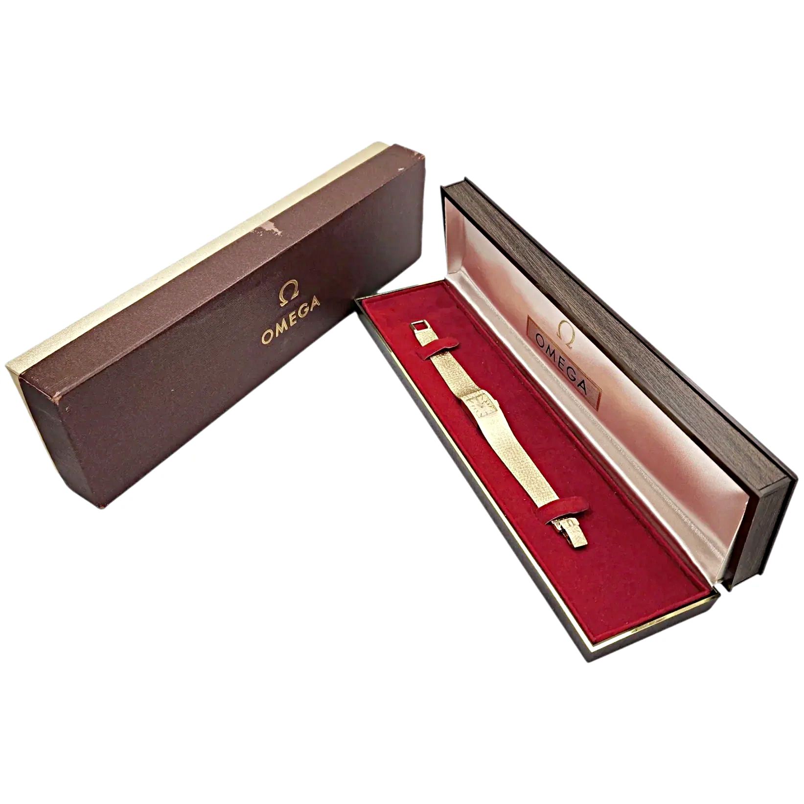 Ladies Omega Petit Vintage 14K Yellow Gold Automatic Watch with Mesh Band and Gold Dial. (Pre-Owned)