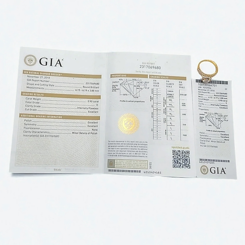 0.90 Ct. Round Cut Flawless E. Color IF. Clarity Diamond Engagement Ring with 1.00 Ct. Side Diamonds. (NEW)