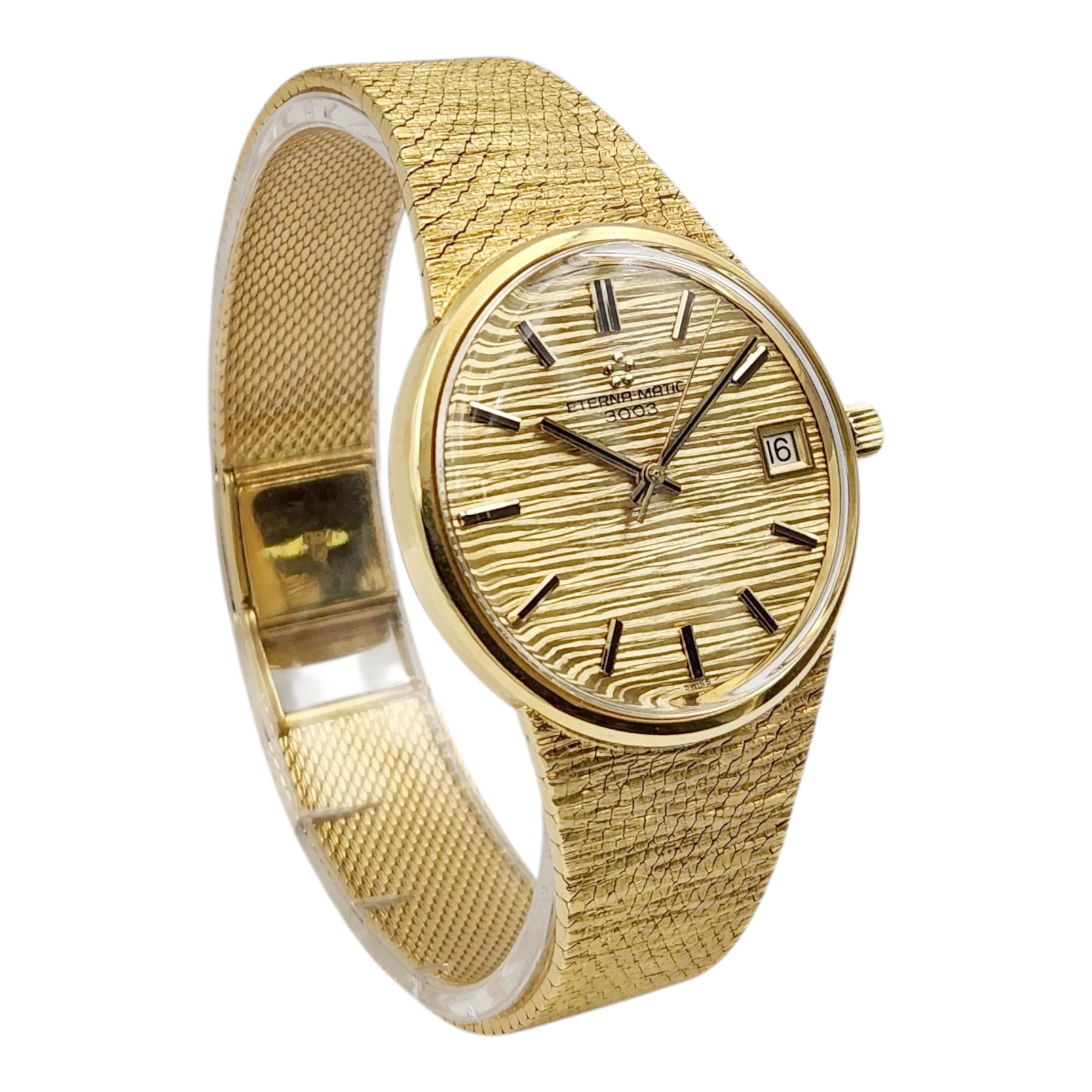 Unisex Eterna-Matic 3003 18K Yellow Gold 34mm Manual Wind Watch with Gold Dial. (Pre-Owned)