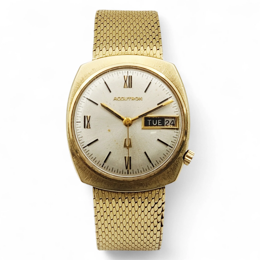 Vintage Men's Bulova Accutron 33mm 14K Yellow Gold Watch with Silver Dial. (Pre-Owned)