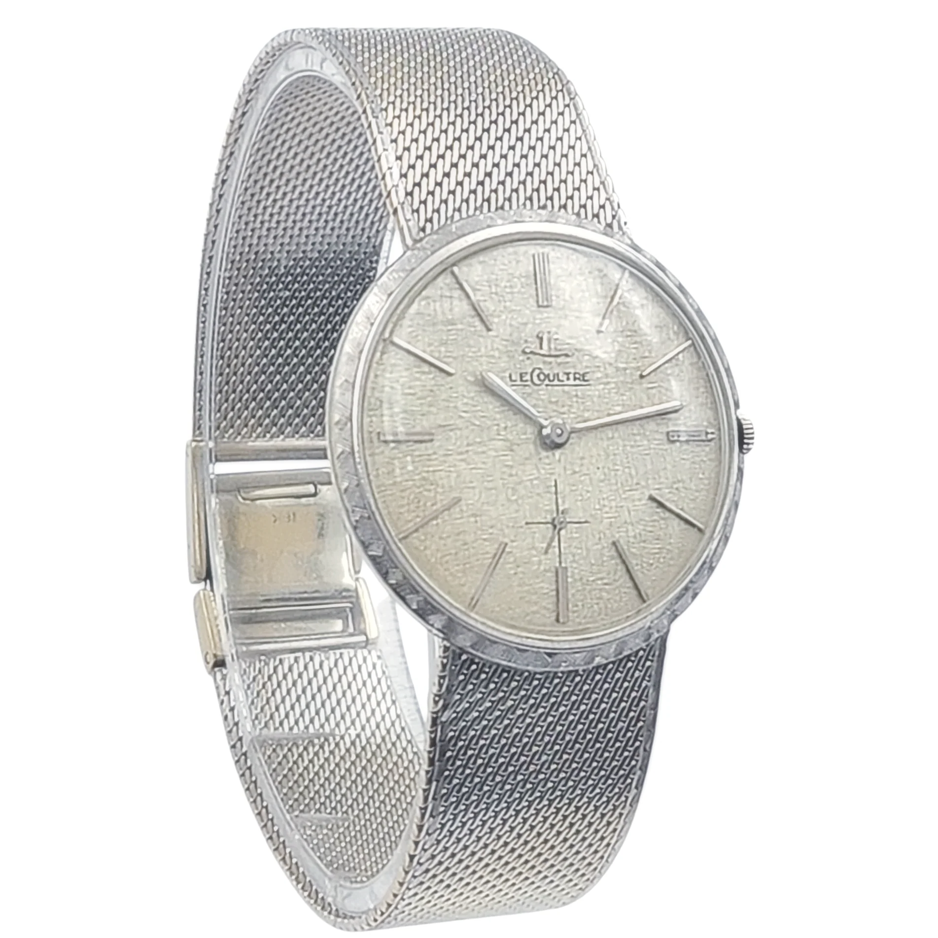Unisex Le Coultre 33mm Vintage 18K White Gold Watch with Silver Dial. (Pre-Owned)