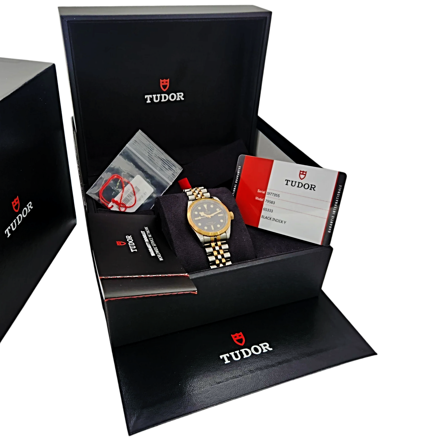 Ladies Tudor Black Bay 32mm Automatic 18K Yellow Gold / Stainless Steel Watch with Black Dial. (Pre-Owned M79583)