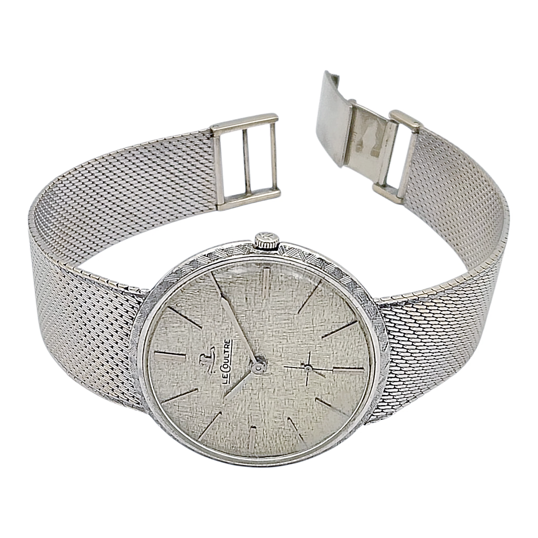 Unisex Le Coultre 33mm Vintage 18K White Gold Watch with Silver Dial. (Pre-Owned)