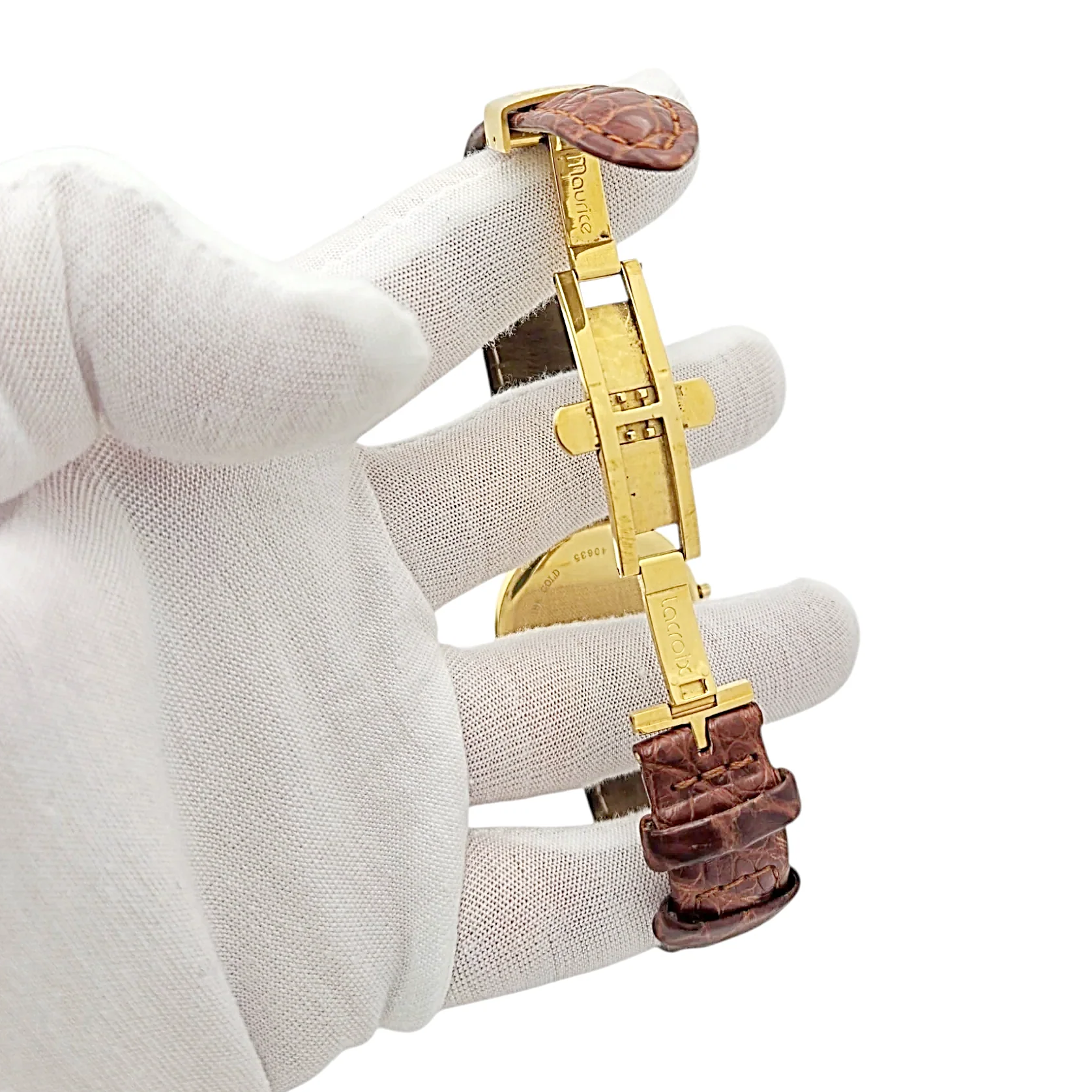 Men's Maurice Lacroix 34mm Vintage 18K Yellow Gold Case Watch with Brown Leather and White Dial. (Pre-Owned 2106)