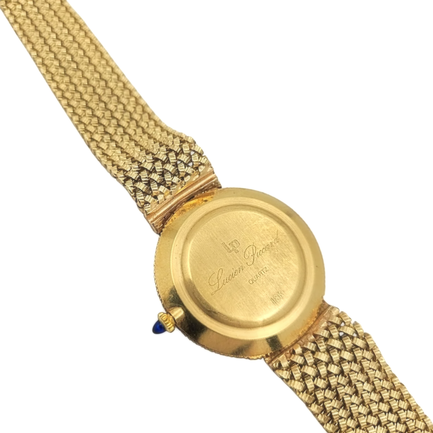 Unisex Lucien Piccard 33mm Liberty 18K Yellow Gold Coin Watch with Mesh Gold Band. (Pre-Owned)