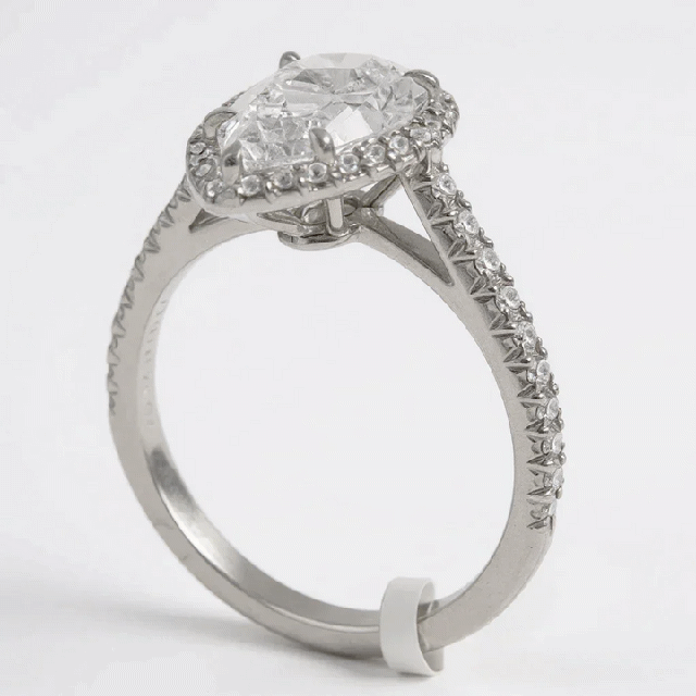 Tiffany & Co. Cathedral Setting Platinum Pear Shape Halo 1.57 Carat Diamond D Color, IF Infinity Flawless Clarity Engagement Ring