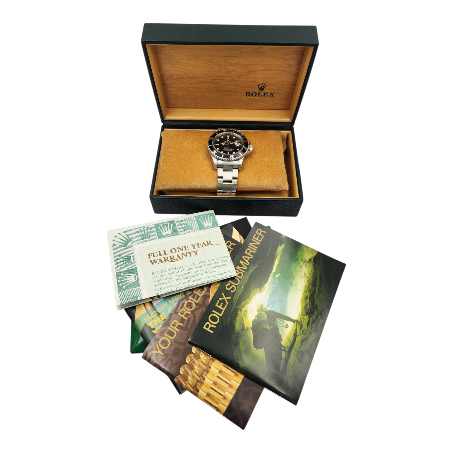 2000 Men's Rolex 40mm Submariner Oyster Perpetual Date Stainless Steel Watch with Black Dial and Black Bezel. (Pre-Owned 16610)