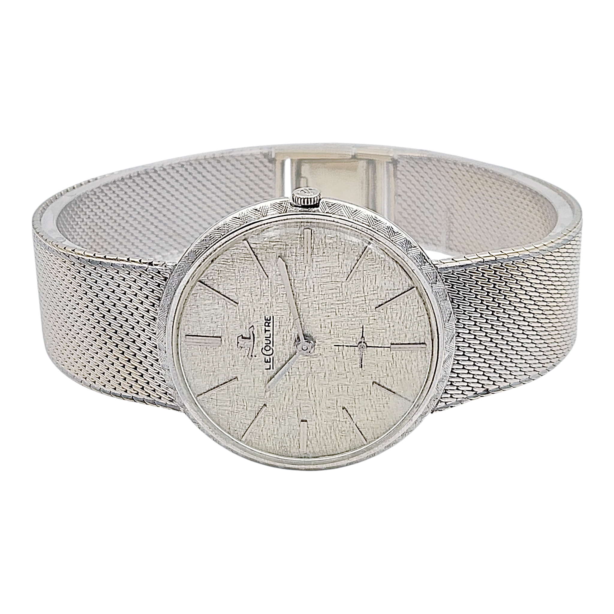 Unisex Le Coultre 33mm Vintage 18K White Gold Watch with Silver Dial. (Pre-Owned)