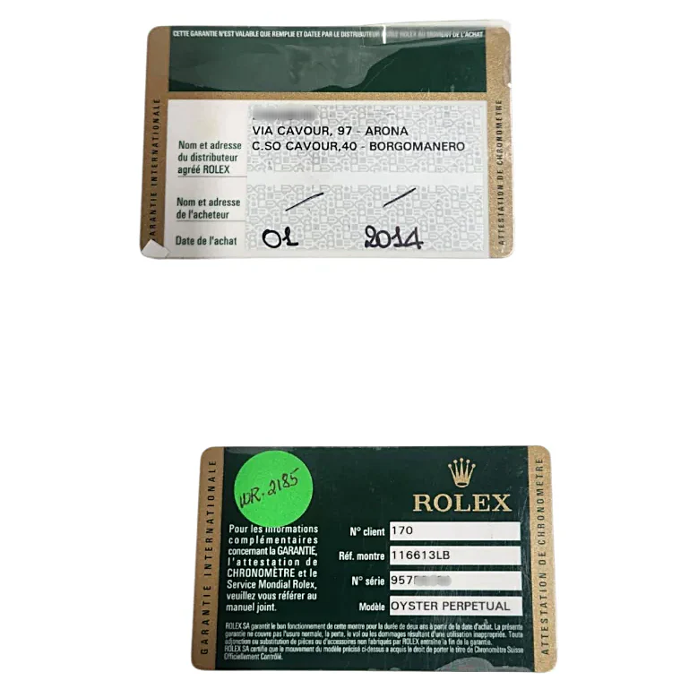 *2014 Men's Rolex 40mm Submariner Oyster Perpetual Two Tone 18K Yellow Gold / Stainless Steel Watch with Blue Dial and Blue Bezel. (Pre-Owned Box/Card 116613LB)