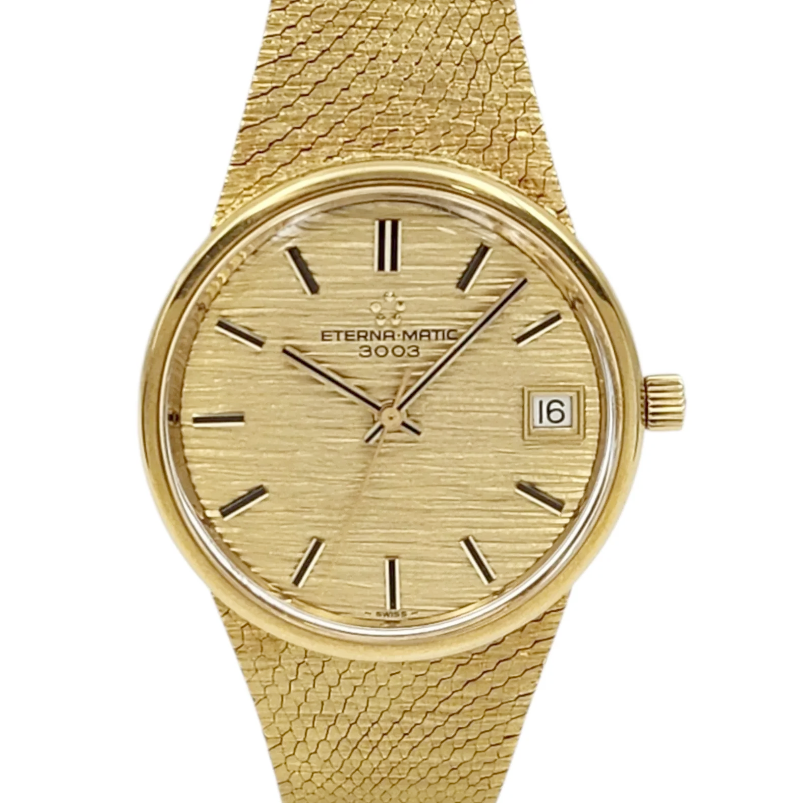 Unisex Eterna-Matic 3003 18K Yellow Gold 34mm Manual Wind Watch with Gold Dial. (Pre-Owned)