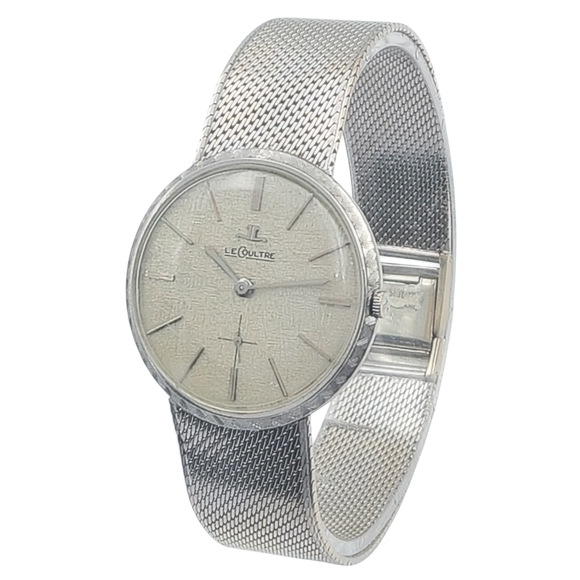 Unisex Le Coultre 33mm Vintage 18K White Gold Watch with Silver Dial. (Pre-Owned)