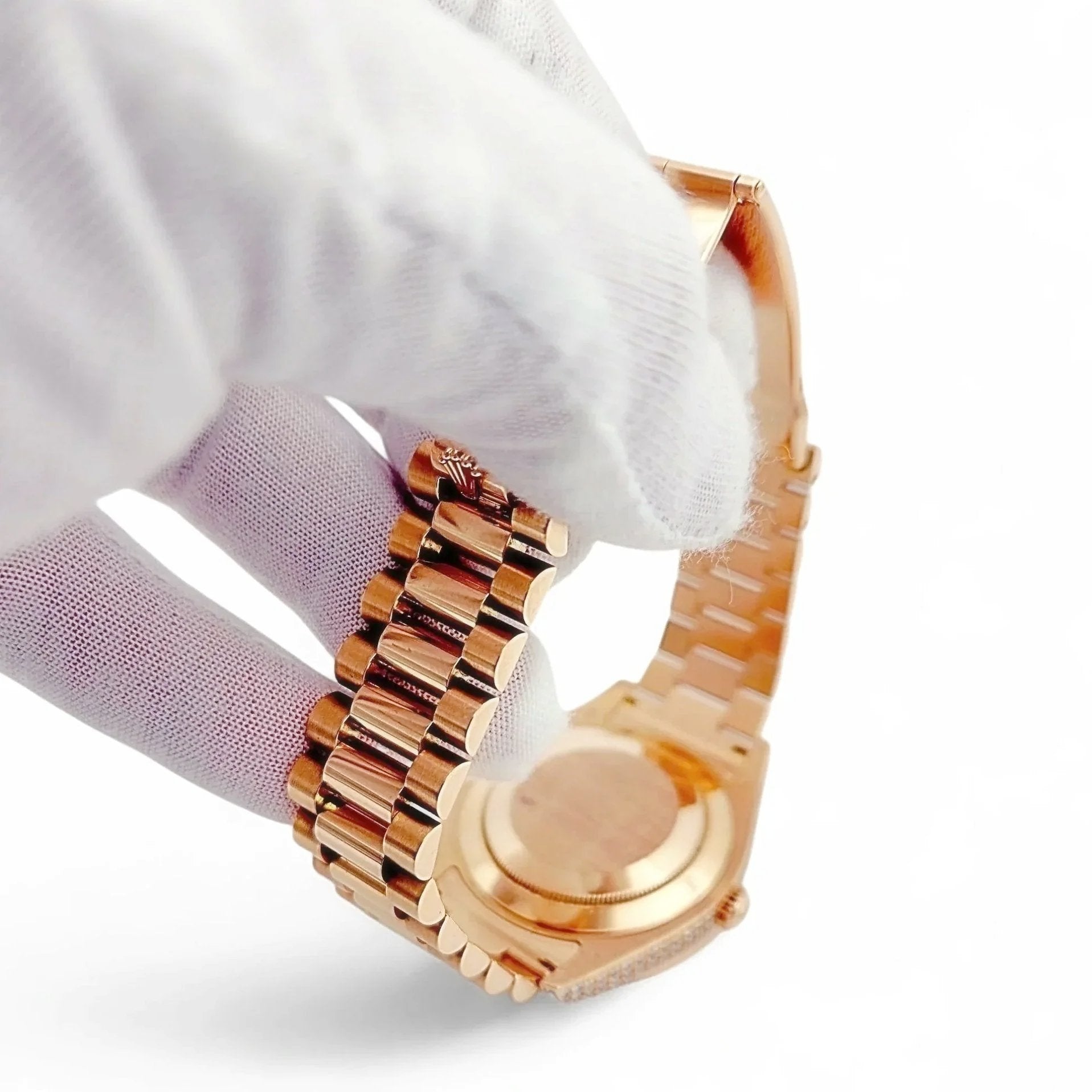 2021 Men's Rolex 41mm Presidential Day-Date II Everose 18K Rose Gold Watch with Diamond Dial and Diamond Bezel. (Pre-Owned 218235)