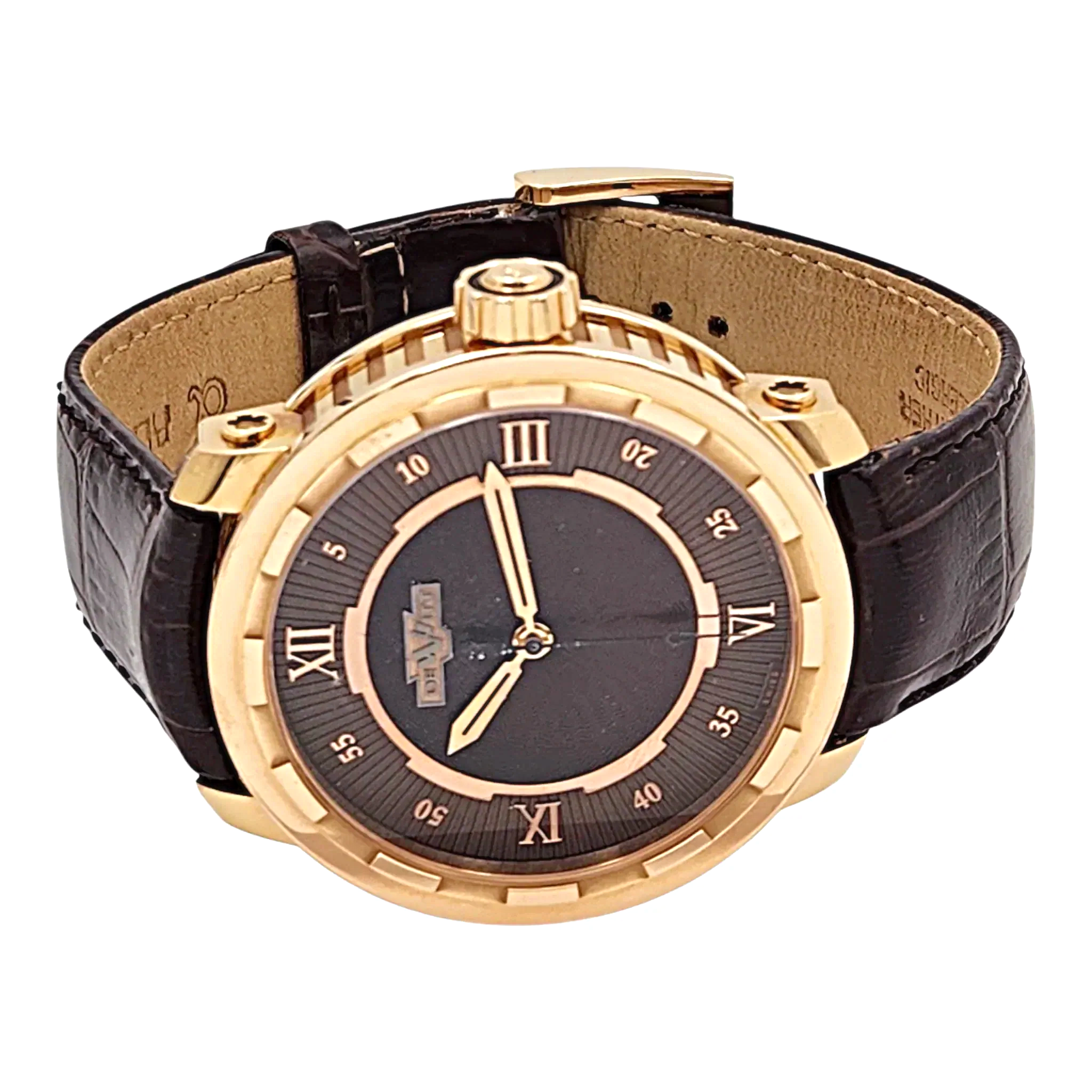 Men's DeWitt 43mm Twenty 8 Eight Tourbillon Automatic 18K Rose Gold Watch with Chocolate Dial and Brown Leather Strap. (Pre-Owned T8.AU.003)