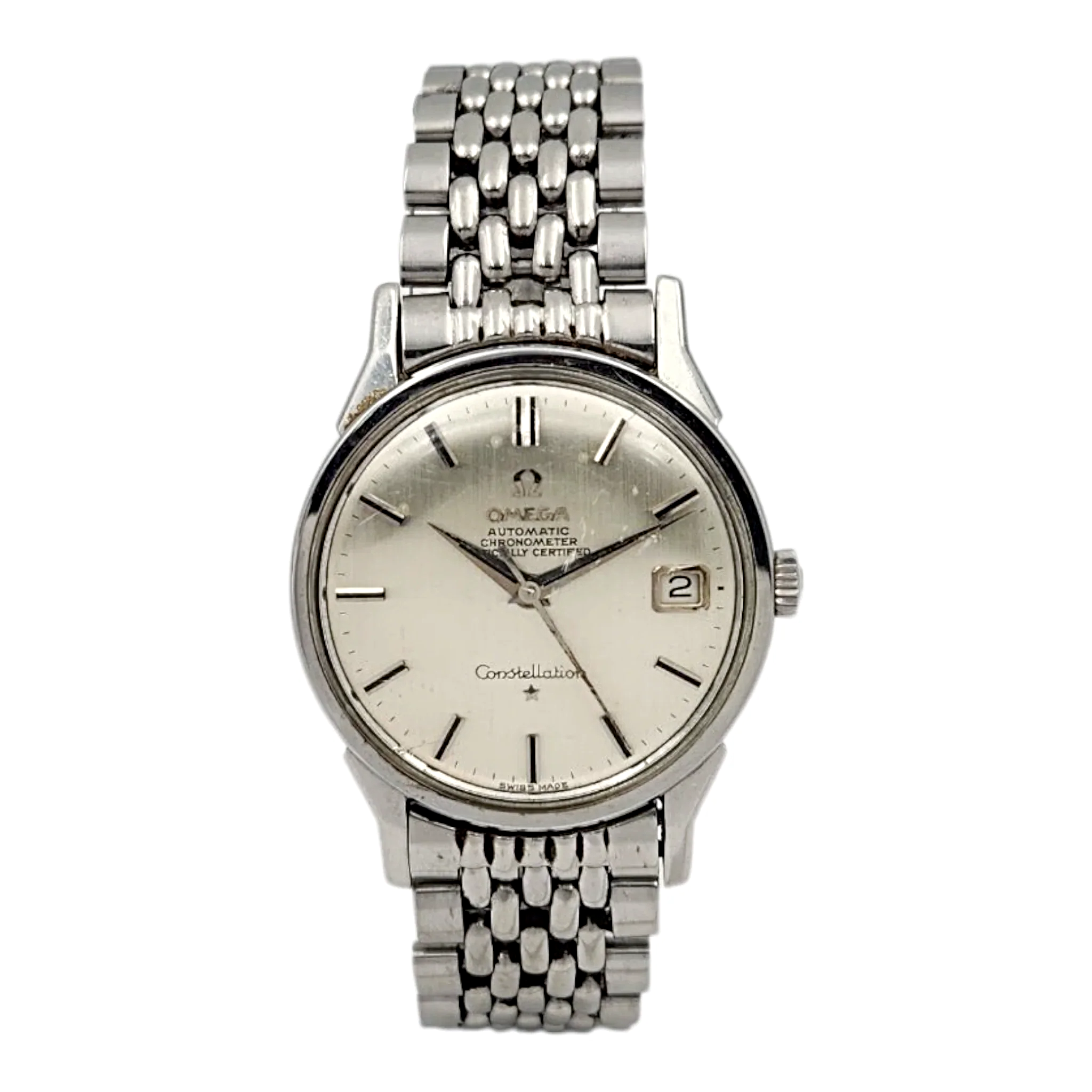 1960's Men's Omega Constellation 34mm Automatic Vintage Stainless Steel Watch with Silver Dial. (Pre-Owned)