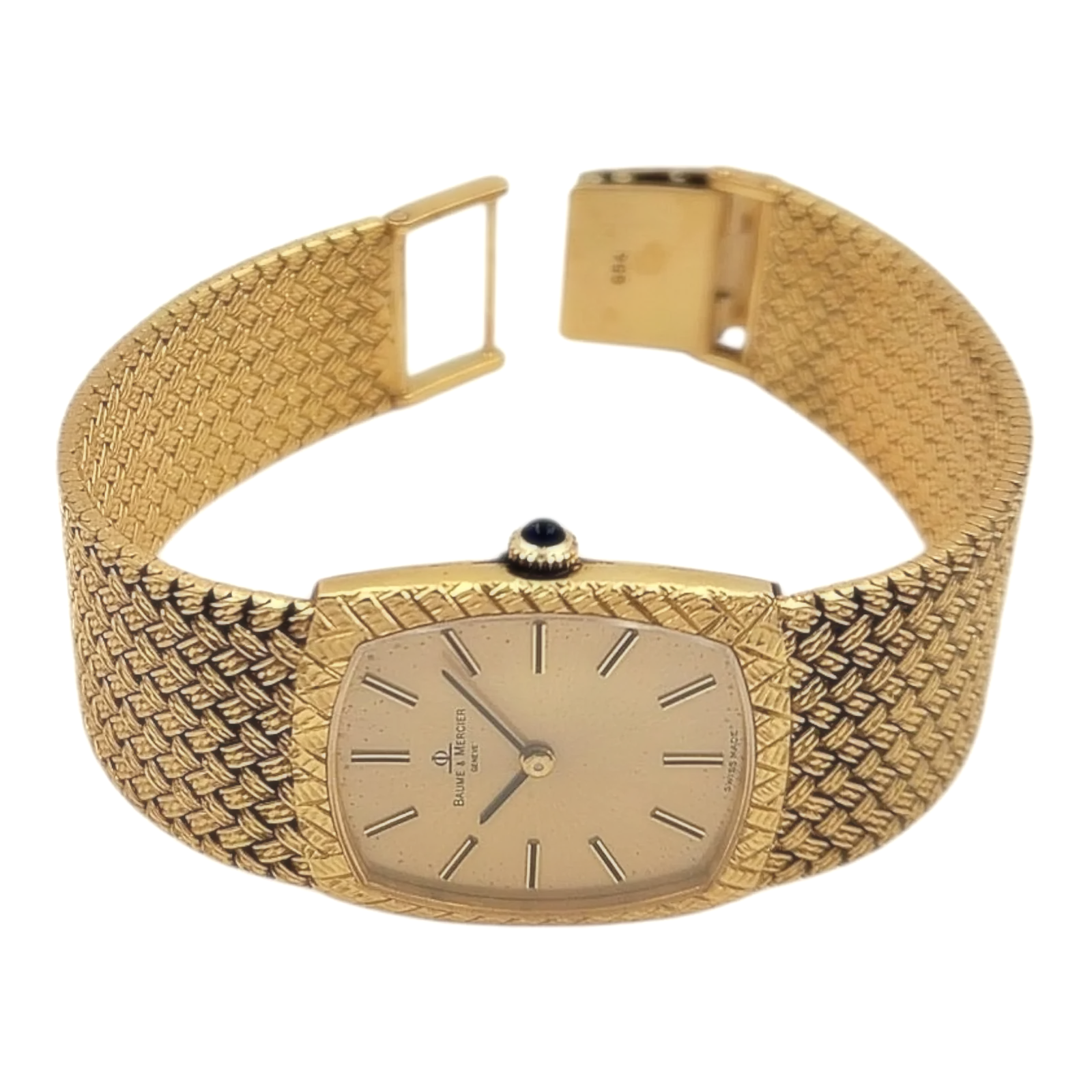 Ladies Baume & Mercier Vintage 18K Yellow Gold Automatic Watch with Gold Dial and Fixed Bezel. (Pre-Owned)